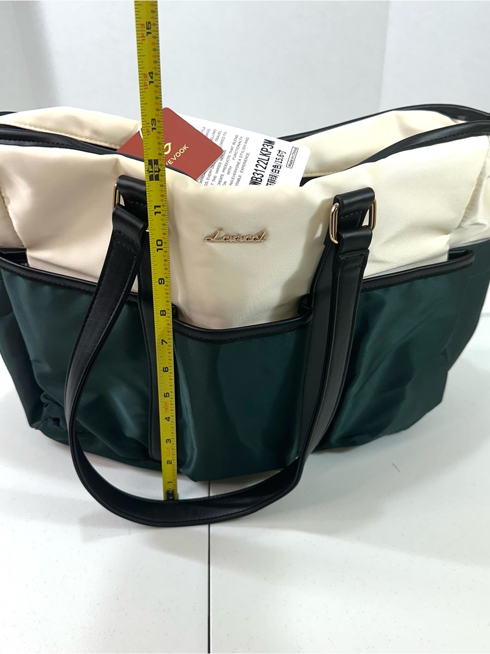 Lovevook 15.6 Laptop Large Women’s Tote Bag in Green-Beige-Black New - Picture 16 of 16